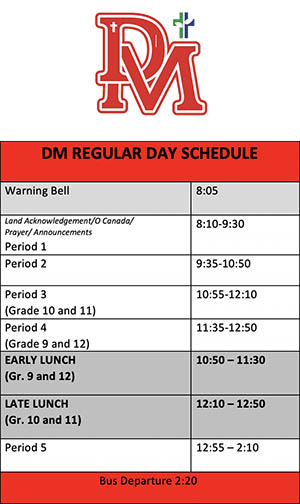 DMCHS regular bell schedule 2022 2023